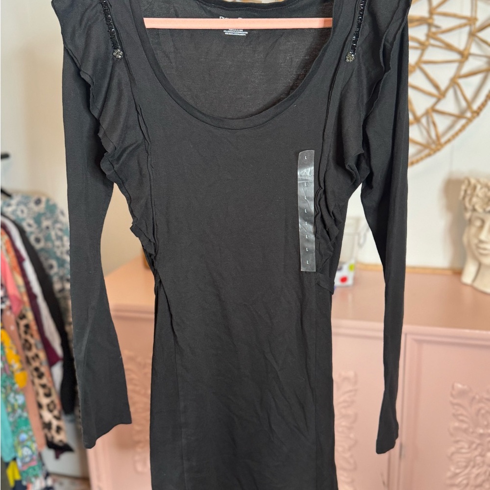 DKNY New tshirt dress Black Long Sleeve Women's‎ size Large